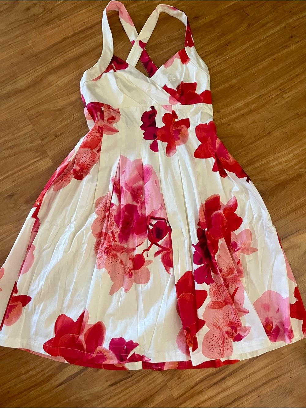 Beautiful White & Pink Floral Crossback dress